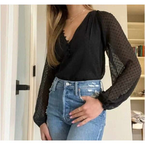 Abercrombie & Fitch Black Chiffon Bodysuit Size Large